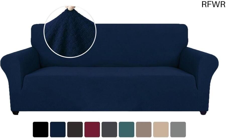 RFWR Rekbare Bankhoes 3 Zits voor Woonkamer Universele Sofahoes met Anti-slip en Krasbestendige Eigenschappen Blauw
