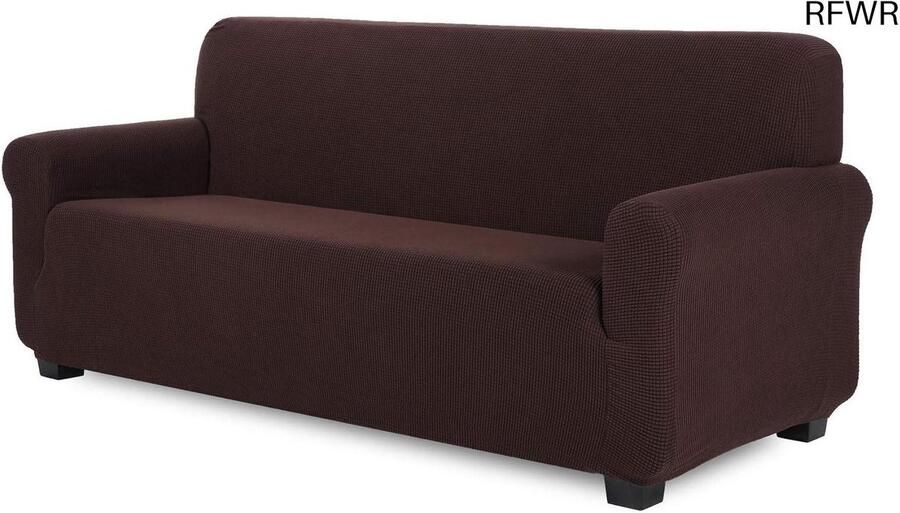 RFWR Rekbare Bankhoes Elastische Meubelbeschermer voor 3-Zits Banken in Chocolade