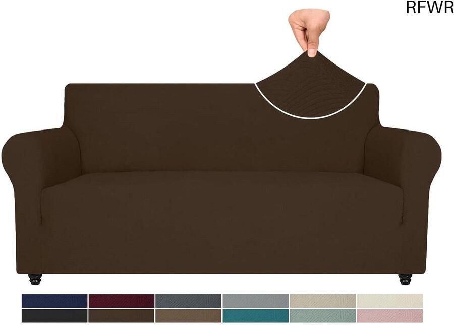 RFWR Rekbare Bankhoes voor 3 Zits Bank Elastische Meubelhoes met Anti-slip en Krasbestendige Stof