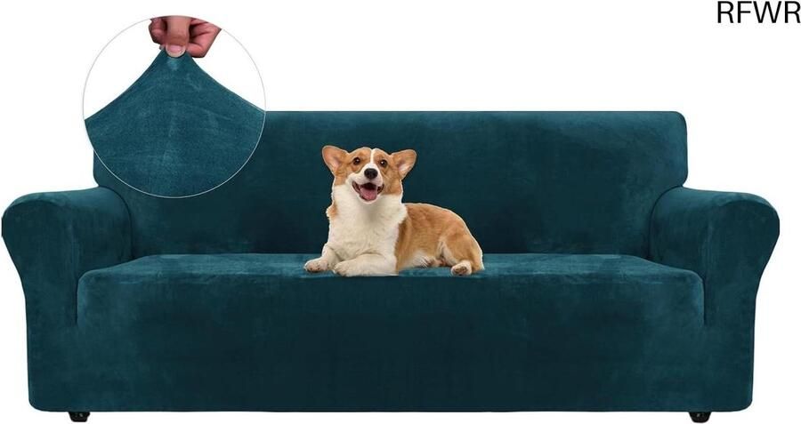 RFWR Rekbare Bankhoes 3 Zits Elastische Sofahoes Voor Woonkamer Anti-slip & Krasbestendig Donkerblauw