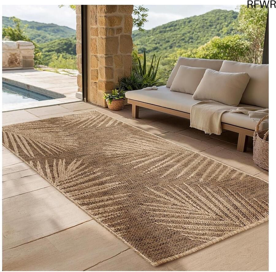 RFWR Robuust en Weerbestendig Vloerkleed met Jute-Look voor Binnen en Buiten 80x150 cm