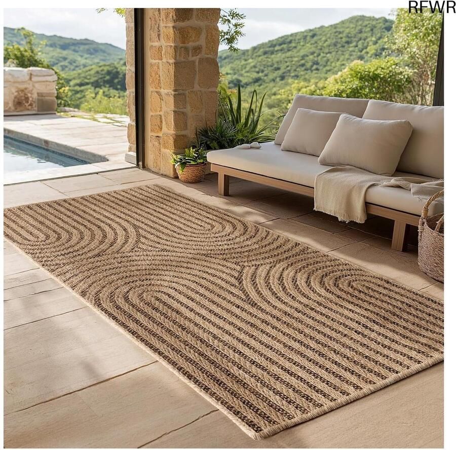 RFWR Robuust en Weerbestendig Vloerkleed met Jute-Look voor Binnen en Buiten 80x150 cm