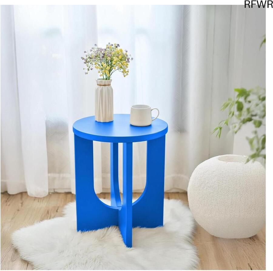 RFWR Ronde Bijzettafel 50x40 cm in Koningsblauw – Stijlvol en Functioneel