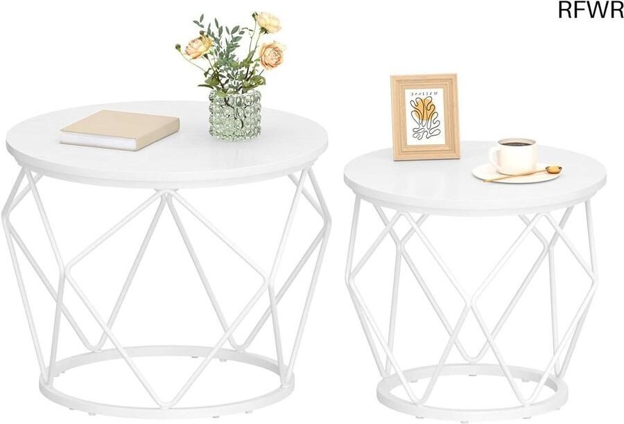 RFWR Ronde Salontafel Set van 2 Moderne Bijzettafels voor Woonkamer Slaapkamer en Kantoor