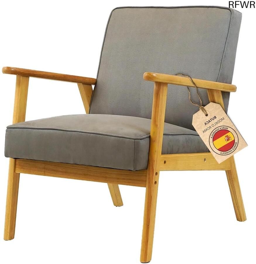 RFWR Scandinavische Fauteuil Ergonomische Woonkamerstoel van Massief Hout Vuilafstotend en Comfortabel