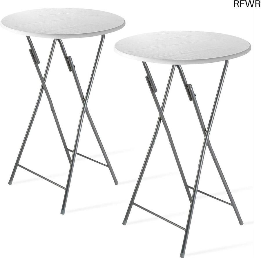 RFWR Set van 2 Inklapbare Ronde Statafels voor Feesten Wit Houtlook of Marmerlook 110cm Hoog Ø60cm