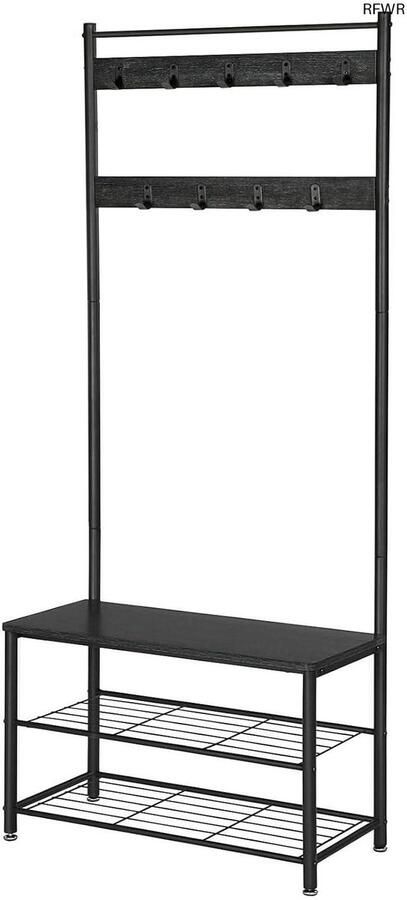 RFWR Stijlvolle Kapstok met Schoenenrek Ruimtebesparend en Functioneel 70x32x175cm Donkergrijs