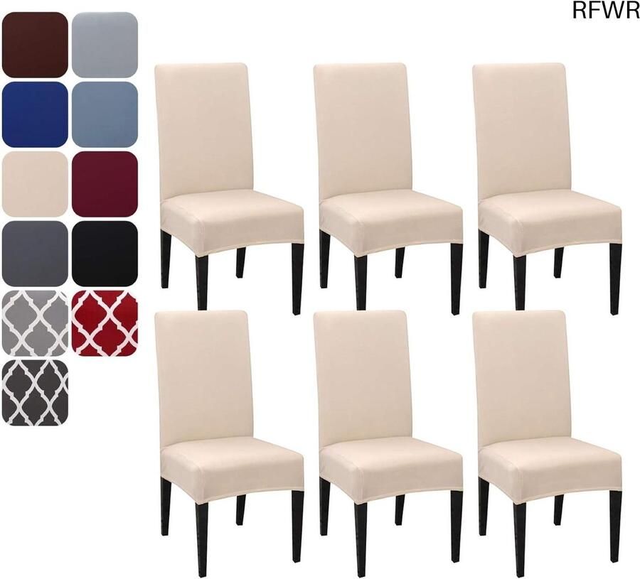 RFWR Stretch Eetstoelhoezen Set van 6 Wasbare en Afneembare Stoelbeschermers voor Eetkamer en Feest