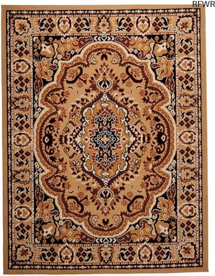 RFWR Traditioneel Vloerkleed met Oriëntaals Patroon Tapijt voor Woonkamer Slaapkamer Eetkamer 60x100 cm Beige