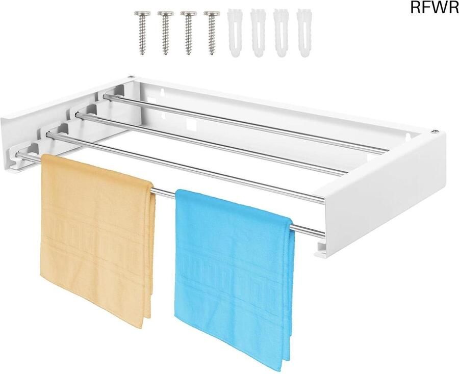 RFWR Uittrekbaar droogrek voor wandmontage ruimtebesparend en multifunctioneel 50 cm