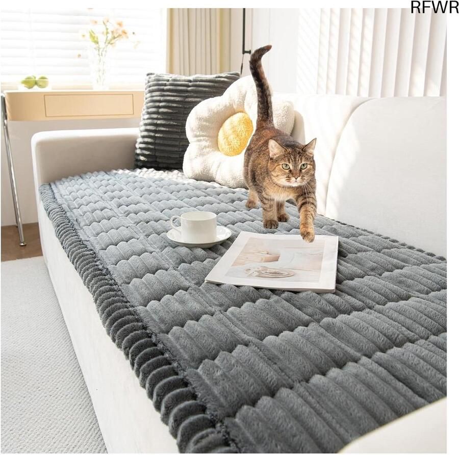 RFWR Universele Antislip Bankovertrek voor L-vorm Hoekbank Wasbare Corduroy Bescherming tegen Krassen en Vlekken