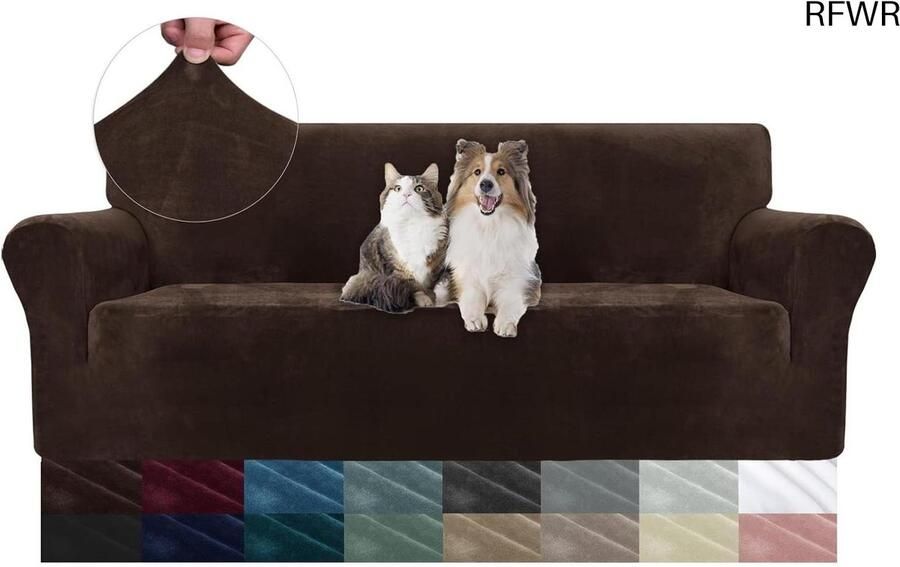 RFWR Universele Fluwelen Bankhoes 3 Zits Krasbestendige Stretch Sofahoes Voor Huisdieren