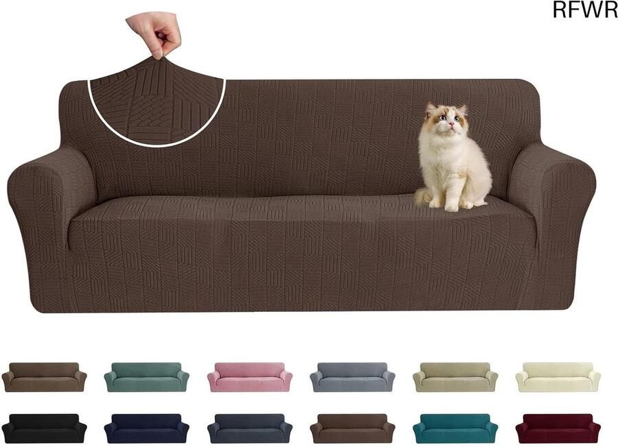 RFWR Rekbare Sofahoes 3 Zits Universele Bankovertrek met Antislipschuim Vuilafstotend en Wasbaar