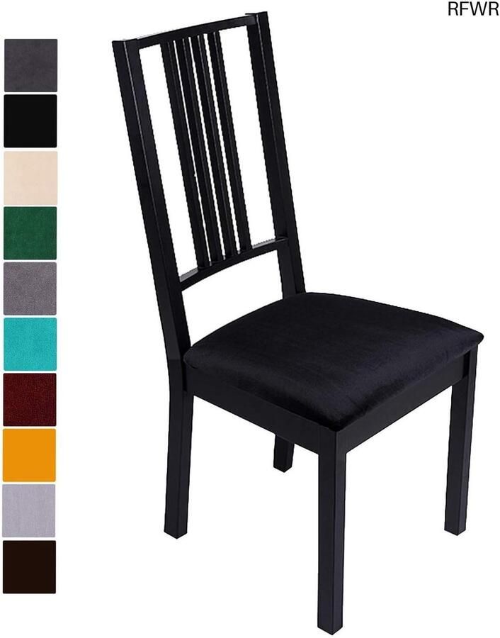 RFWR Universele Wasbare Stoelhoes Eetkamerhoes voor Comfort en Elegant Design 6 Stuks Zwart