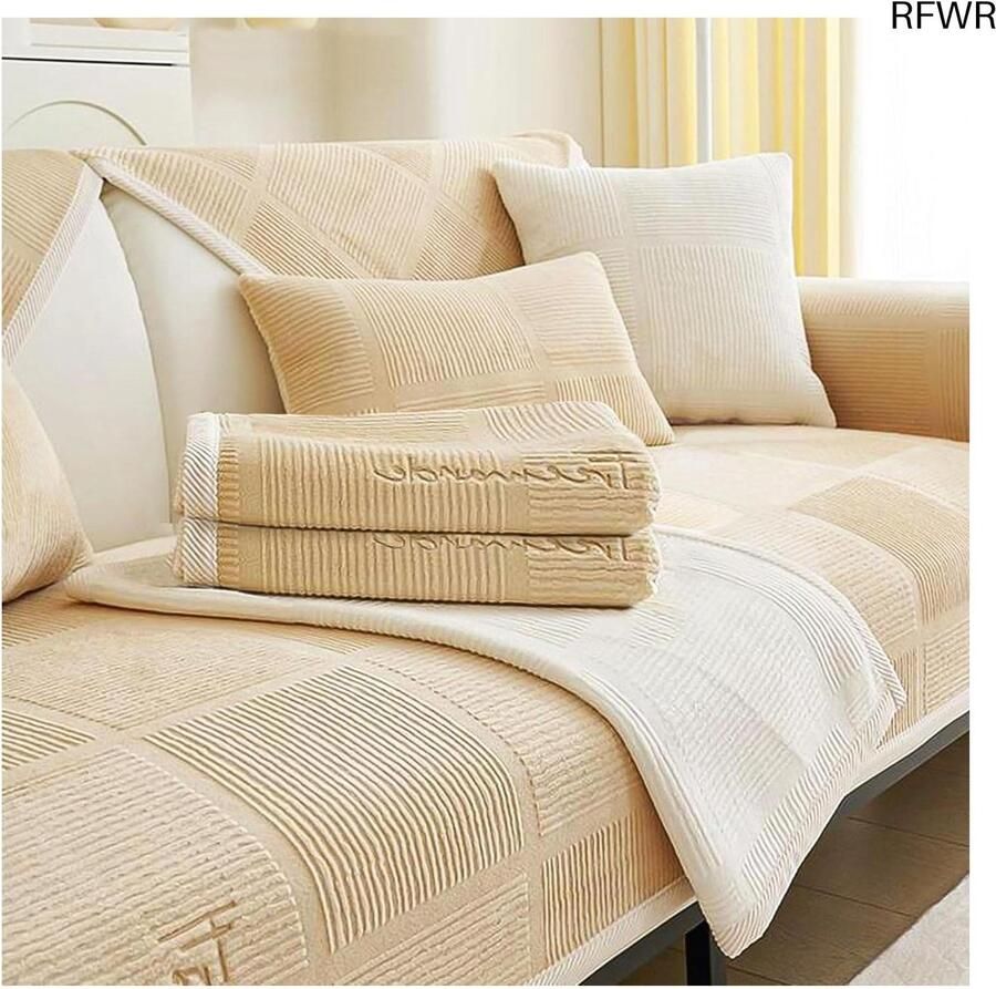 RFWR Universele Zachte Bankovertrek Crème Antislip Bescherming voor 1-4 Zitsbanken
