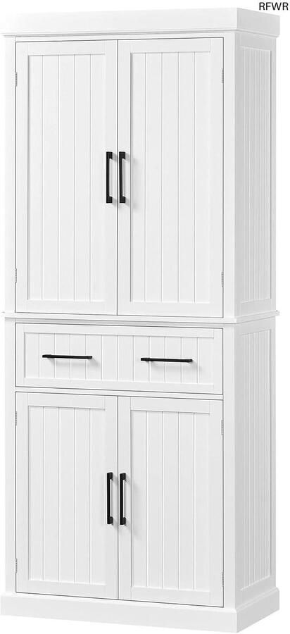 RFWR Veelzijdige Witte Keukenkast met Verstelbare Planken en Lade voor Optimalisatie van Opbergruimte