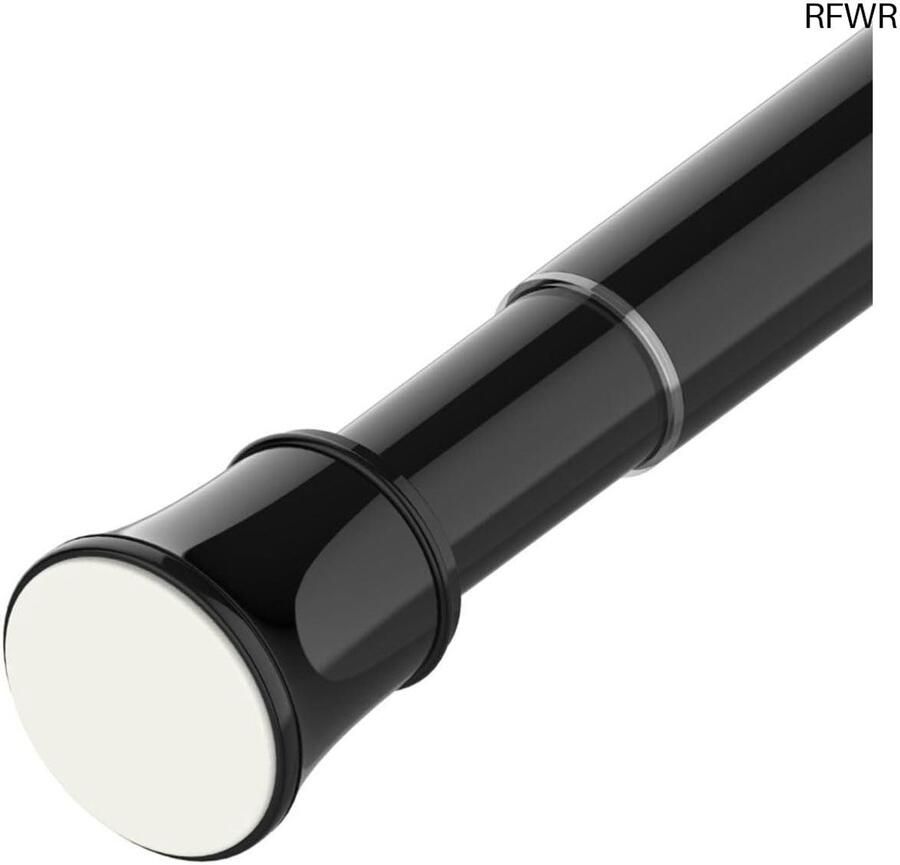 RFWR Verlengbare telescopische gordijnroede zonder boren Verstelbare spanningsstang voor ramen kast slaapkamer en deuropeningen (73-145 cm zwart)