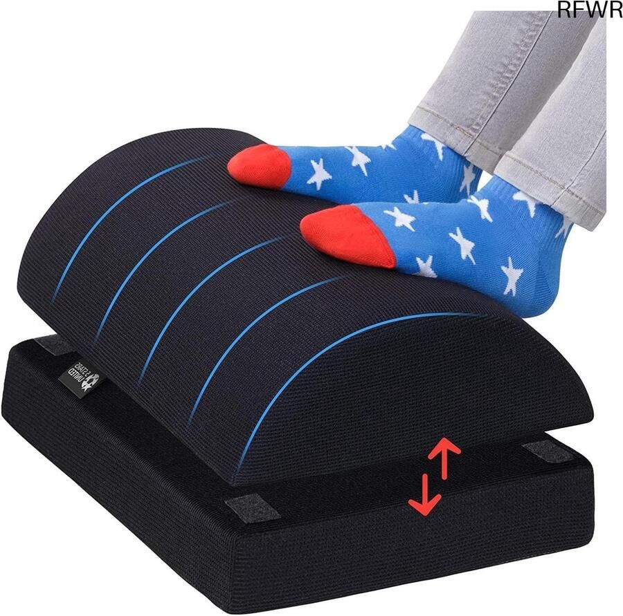 RFWR Verstelbare Ergonomische Voetensteun voor Onder Bureau Antislip Traagschuim 15 cm Hoogte Verhoging voor Thuis & Kantoor