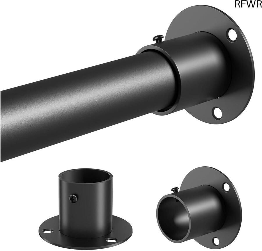 RFWR Verstelbare kledingstang voor kasten Uittrekbaar roestvrij staal zwart 70-110 cm