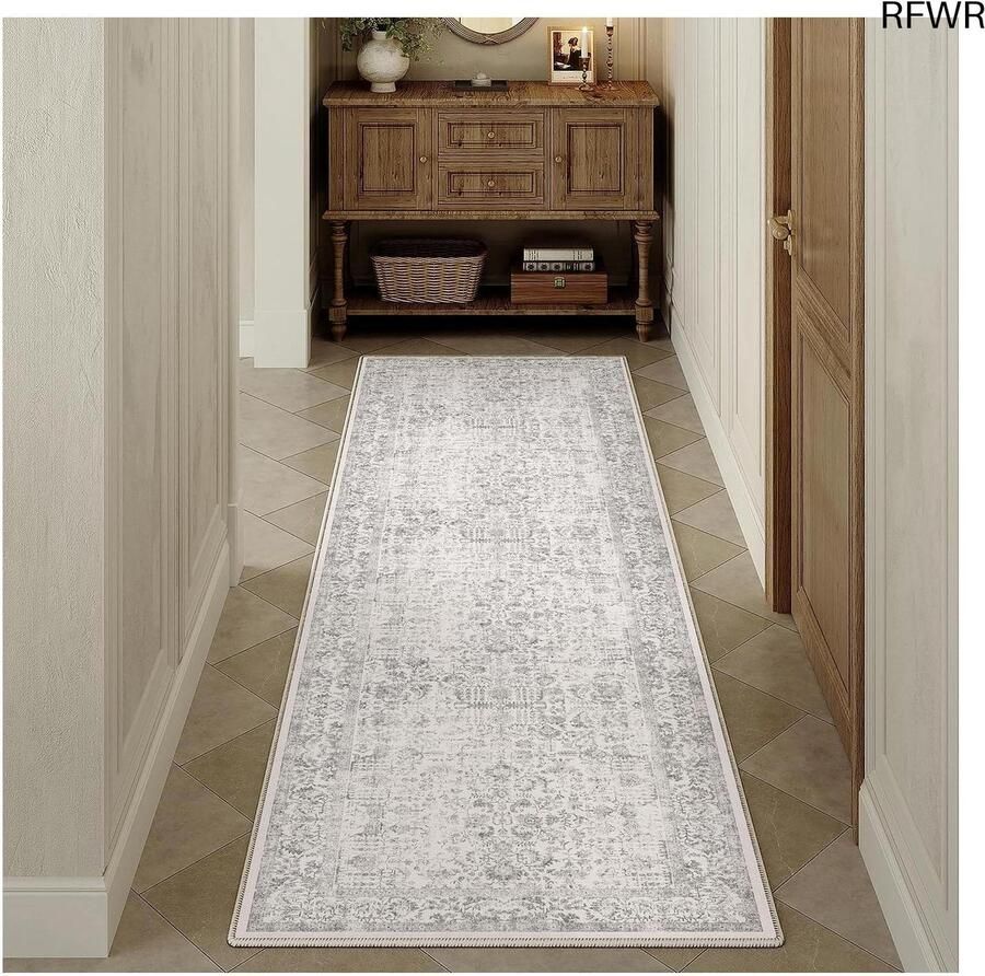 RFWR Vintage Antislip Loper Tapijt 60x180cm Machinewasbaar Vloerkleed voor Keuken en Woonkamer