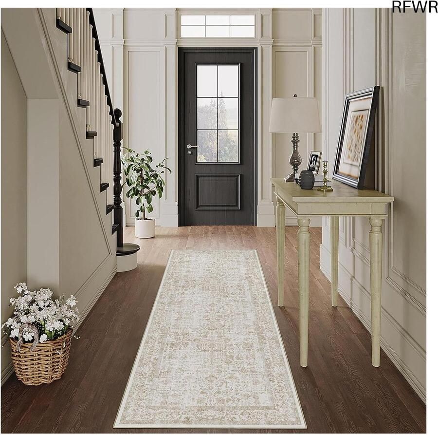 RFWR Vintage Antislip Vloerkleed 60x180cm Bruin Tapijt voor Keuken en Woonkamer