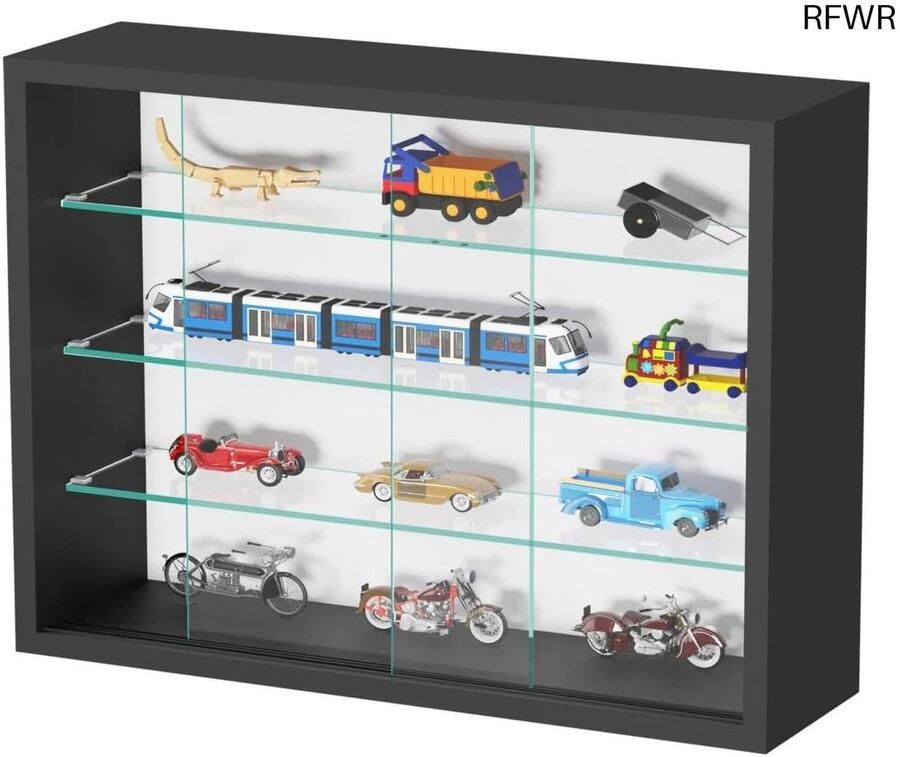 RFWR Vitrinekast met schuifdeuren voor wandmontage of staand gebruik 50 x 40 x 13 cm