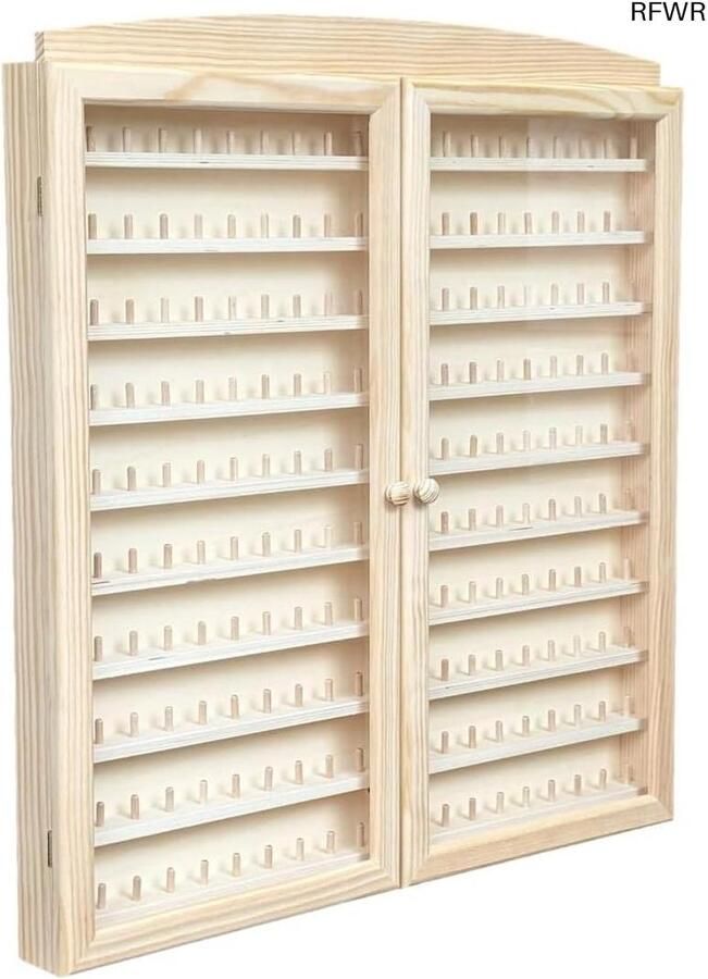 RFWR Vitrinekast voor Vingerhoedjes Grote 2-Deurs Vitrine voor 200 Vingerhoedjes Ruw Grenenhout Perfect om Te Schilderen
