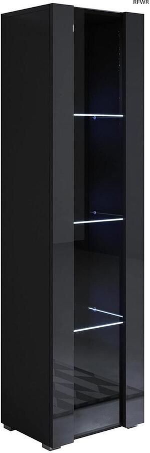 RFWR Vitrinekast voor Woonkamer Eetkamer en Slaapkamer Moderne Melamine Wandkast met LED Verlichting 40x167x29 cm Uniek Design met Pootjes