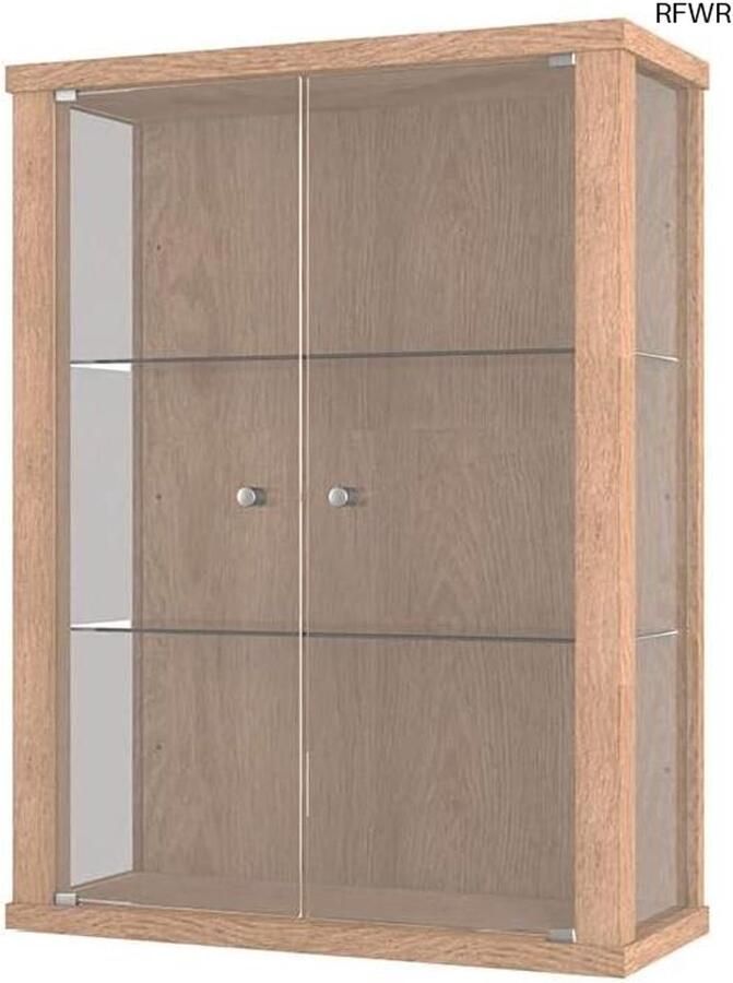 RFWR Vitrinekast Wand met Verstelbare Glasplanken Stijlvolle Gecombineerde Wandkast voor Collecties en Decoratie