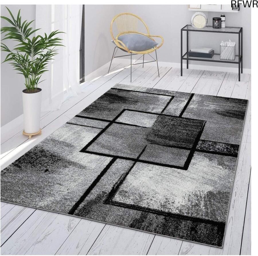 RFWR Vloerkleed Grijs Vintage Laagpolig Geometrisch 160x230 cm