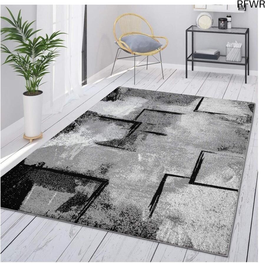 RFWR Vloerkleed Grijs Vintage Laagpolig Geometrisch Abstract 60x100 cm