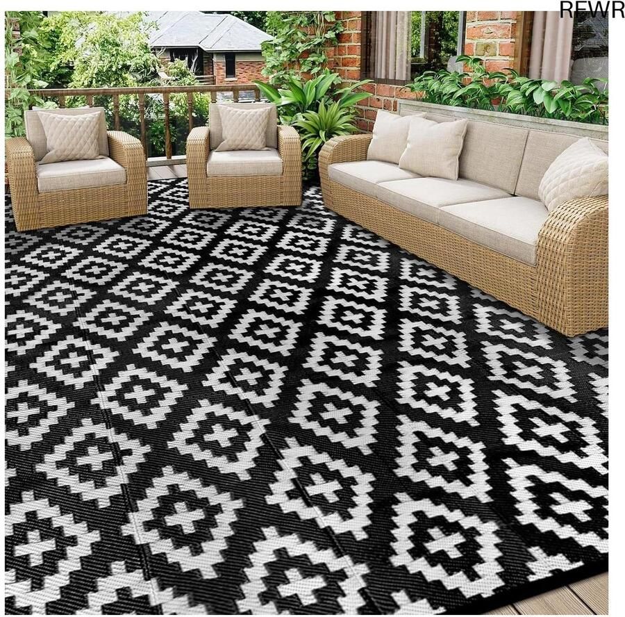 RFWR Vloerkleed voor buiten Waterdicht Tapijt voor Terras Tuin Strand en Camping 270 x 365 cm