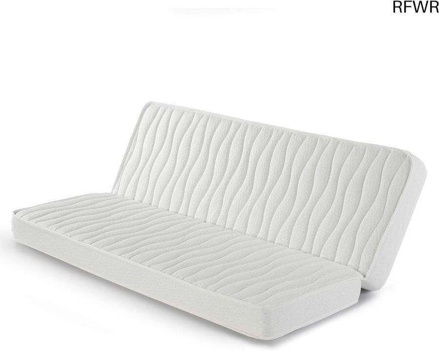 RFWR Vouwmatras 130x190 cm voor slaapbanken 13 cm hoog met stretchstof en veiligheidsstrip