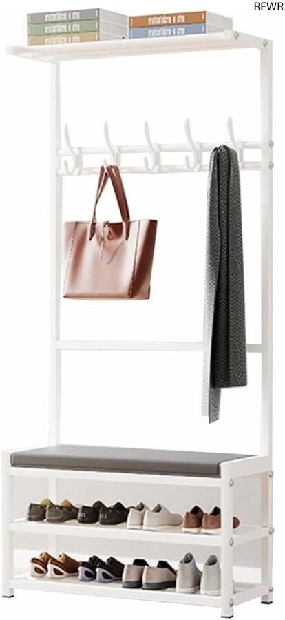 RFWR Vrijstaande kapstok met schoenenrek en bank voor hal slaapkamer en kantoor