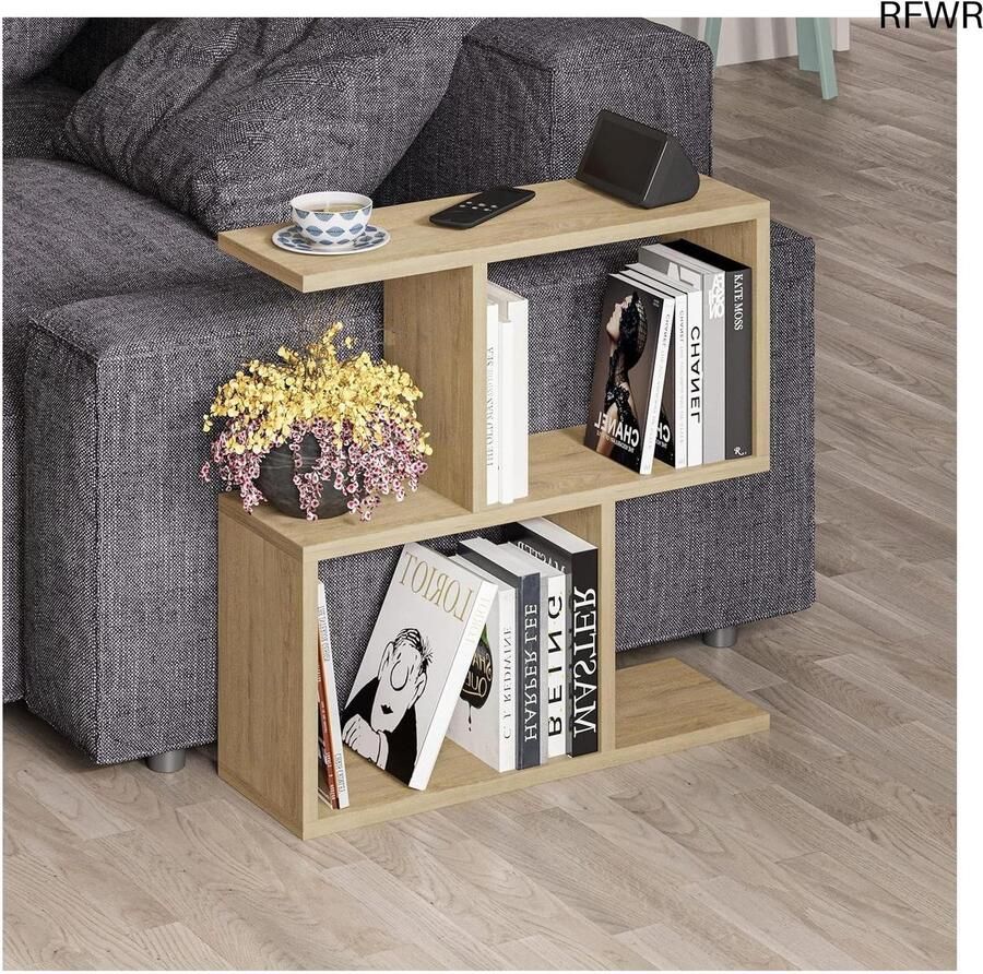 RFWR Vrijstaande salontafel met 2 niveaus 60 x 60 x 20 cm voor woonkamer en kantoor kleuren