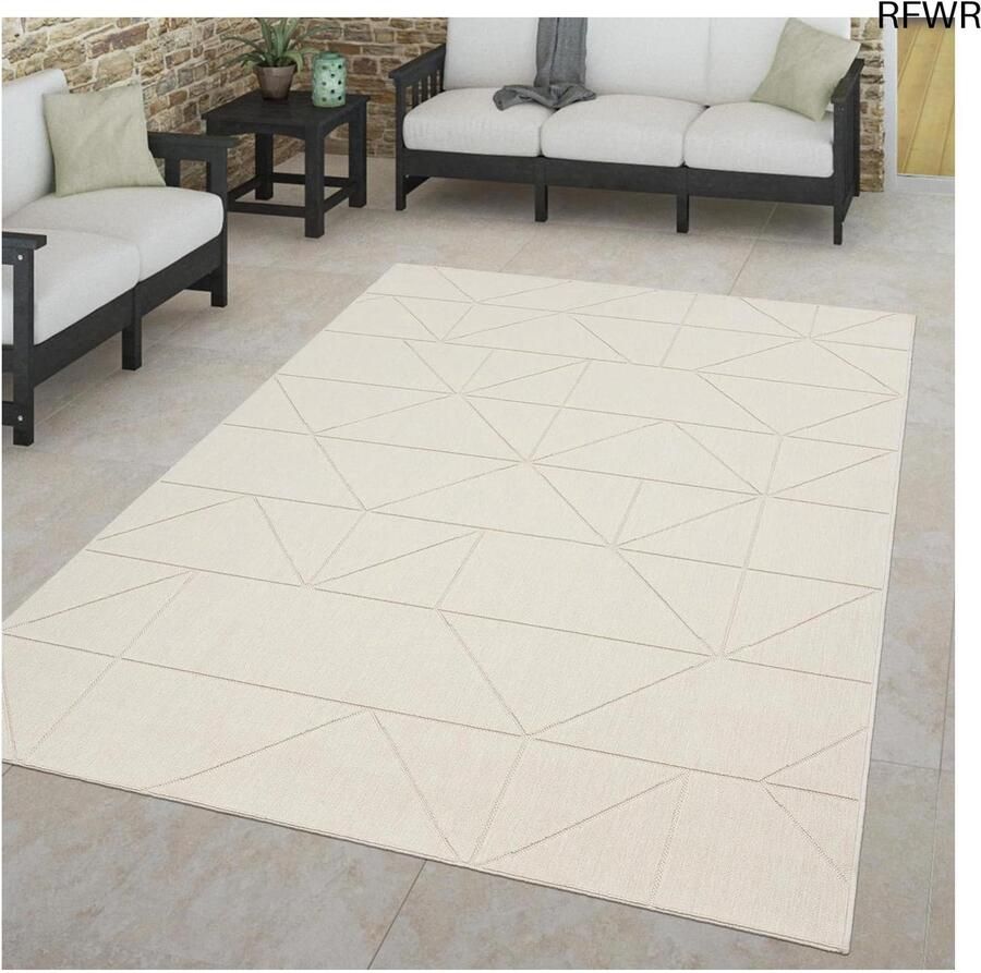 RFWR Weerbestendig Scandinavisch Vloerkleed voor Binnen en Buiten 120x170 cm Crème Kleur