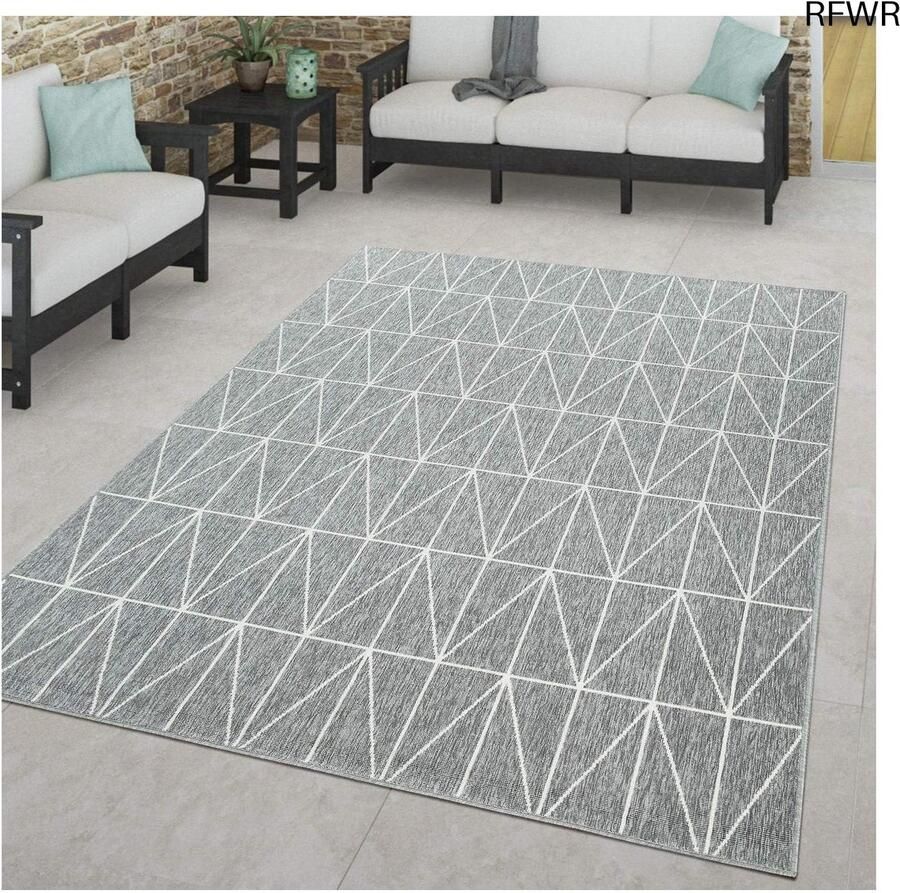 RFWR Weerbestendig Scandinavisch vloerkleed voor binnen en buiten 120x170 cm Grijs