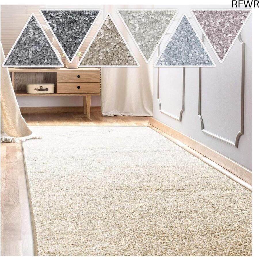 RFWR Zacht en knuffelig tapijt voor woonkamer hal en keuken Crème kleur 200 x 100 cm