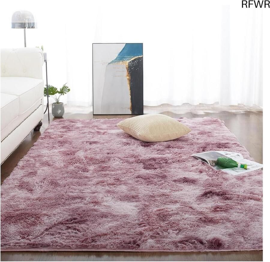 RFWR Zacht en Pluizig Shaggy Tapijt voor Woonkamer en Slaapkamer Anti-slip en Modern Design (Roze 120 x 180 cm)