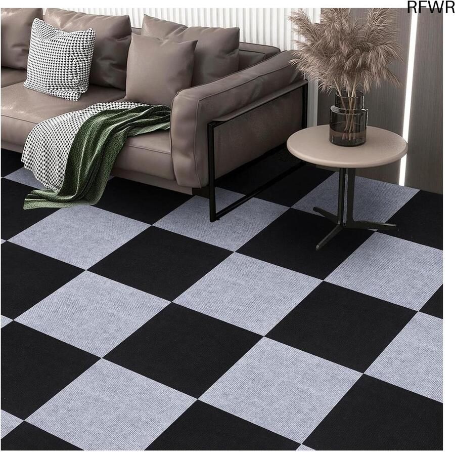 RFWR Zelfklevende tapijttegels 30 stuks 30 x 30 cm antislip voor binnen en buiten