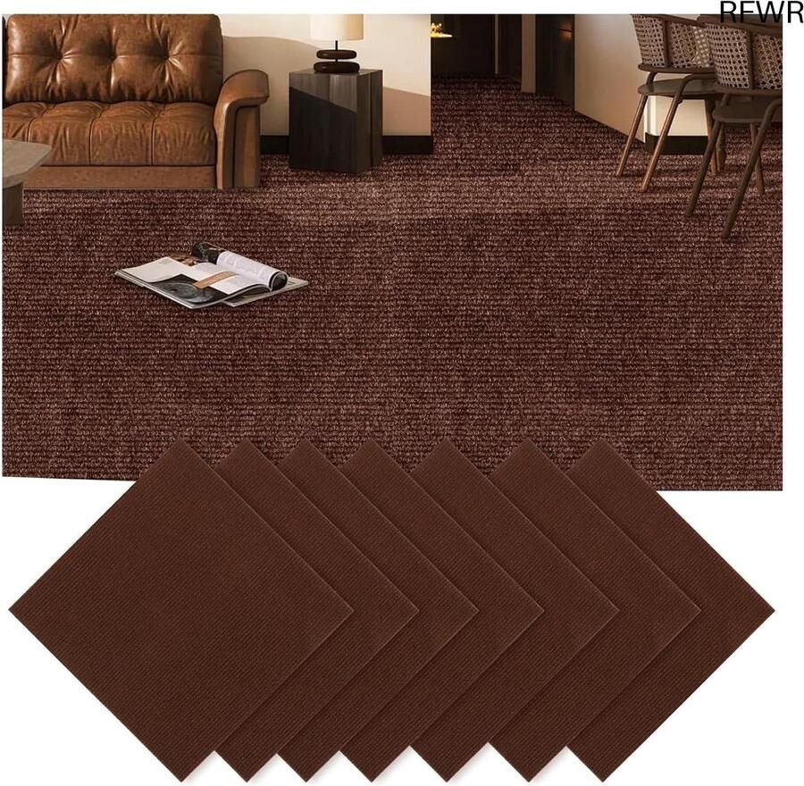 RFWR Zelfklevende tapijttegels 30x30 cm 30 stuks bruin voor thuis en kantoor