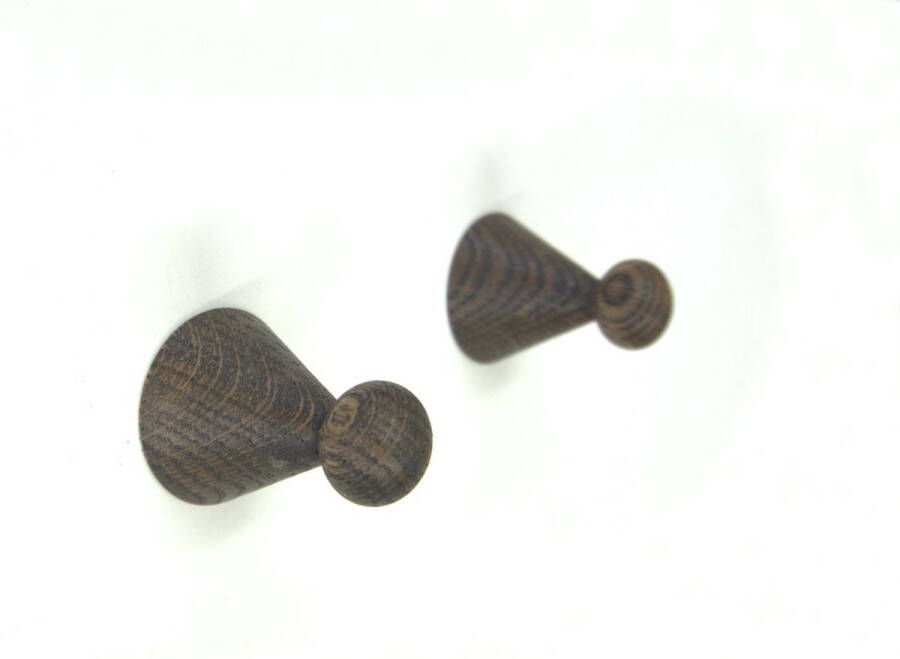 RHOOTZ kapstokhaken 2 stuks donkerbruin eikenhout