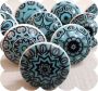 RiaD 9 x Prachtige deurknop keramiek turquoise met schroef voor kast DIY kastknop- Meubelknop Deurknoppen voor kasten Meubelbeslag Deurknopjes Meubelknoppen - Thumbnail 1