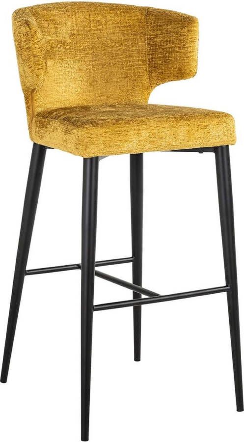 Richmond Interiors Richmond Barstoel Taylor Chenille Mosterdgeel (zithoogte 76cm)