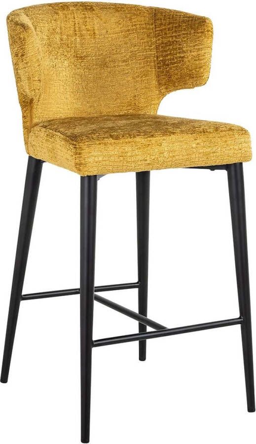 Richmond Interiors Richmond Barstoel Taylor Chenille Mosterdgeel (zithoogte 67cm)
