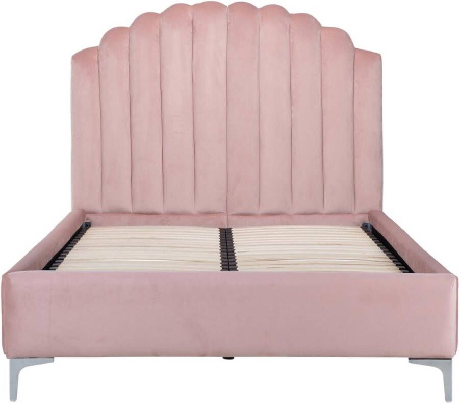 Richmond interiors Bed Vierkant Velvet Roze- 215x136x131cm Richmond