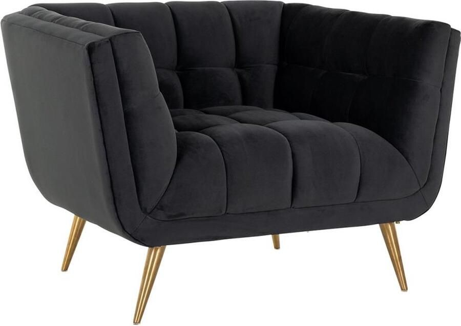 Richmond interiors Richmond Fauteuil Huxley Antraciet Velvet Brushed Goud