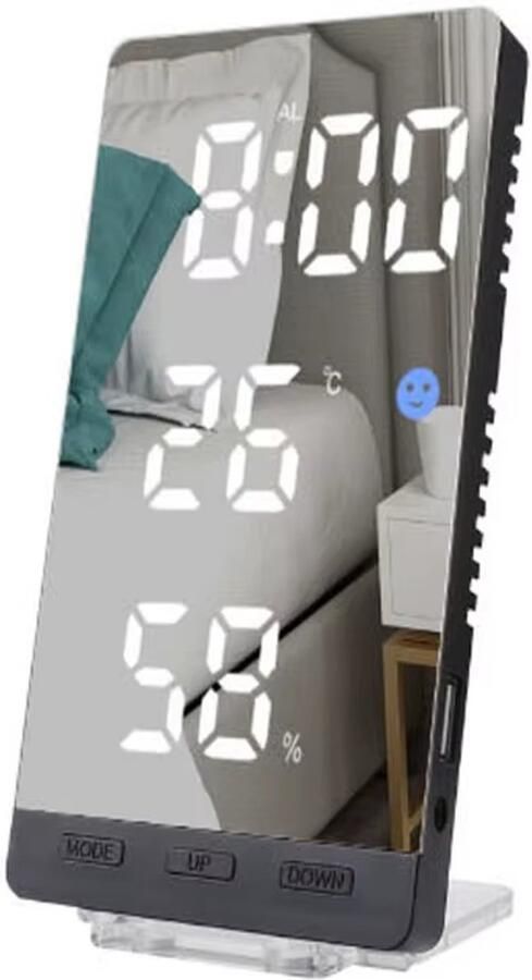 Rimmo LED Digitale Wekker en Klok – Temperatuur & Vochtigheidsmeter Display – Nachtkastje Muur- en Tafelklok – Weerstation voor Slaapkamer Kantoor Keuken & Badkamer