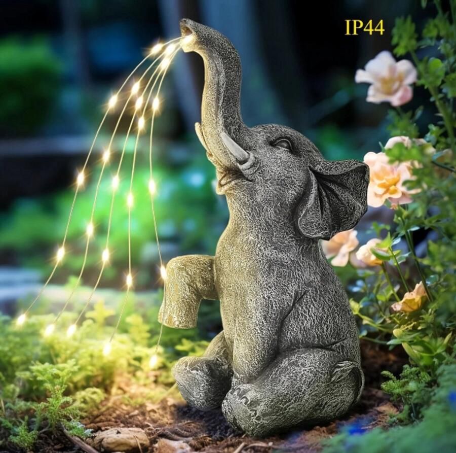 Rimmo LED Solar Tuinlamp Olifant – Hangende Solar Lantaarn Buiten Waterdichte Solar Lamp IP44 Decoratieve Olifant Licht voor Tuin Balkon & Terras