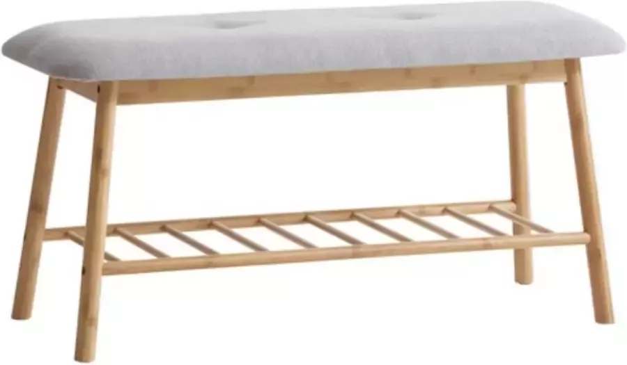 Rine Interiors Luxe bank Bamboe en stof Bruin 90 x 45 x 34 cm